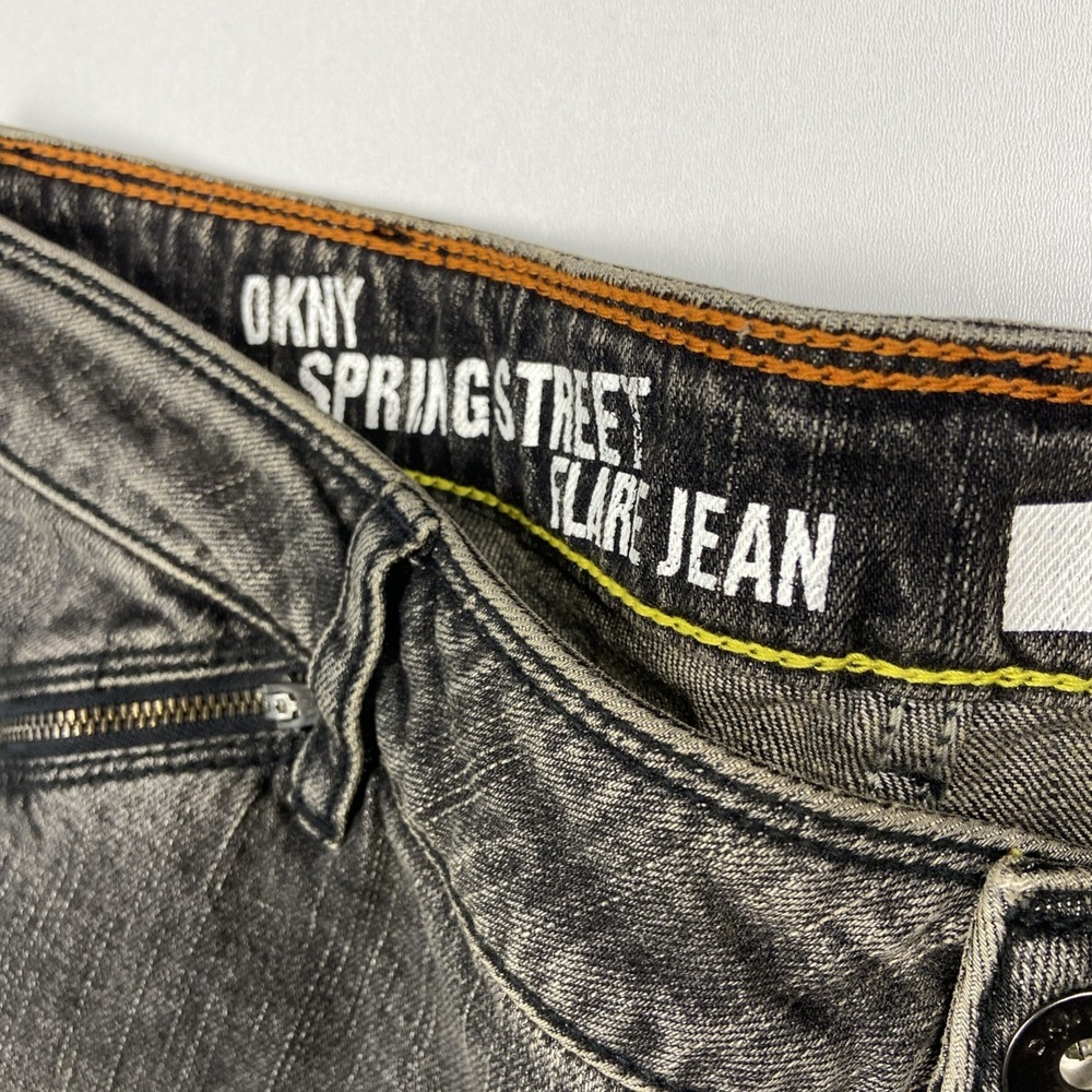 DKNY Spring Street Jean Size 16 Gray Black Mid Rise Slim Fit Extreme Flare NWT - Picture 8 of 9